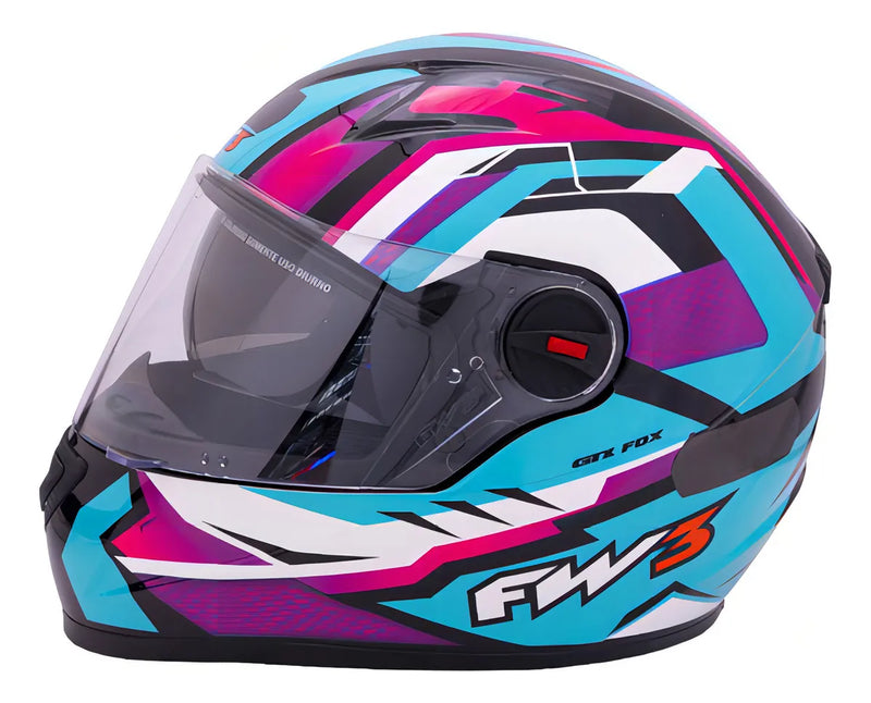 FW3 Capacete FW3 Gtx Fox Com Óculos Internor azul Tiffany