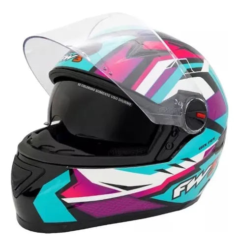 FW3 Capacete FW3 Gtx Fox Com Óculos Internor azul Tiffany